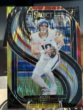 2024 Panini Select - Premier Level Bo Nix #117 Red & Yellow Shock Prizm (RC)