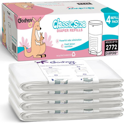 Refills Compatible with DEKOR Classic Diaper Pail Refill Bags| 4 Pack| Super Pow