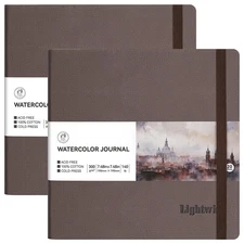 Square Watercolor Sketchbook,2 Pack Total 40 Sheets,100 Cotton,300gsm/140lb,A...