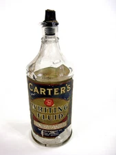 Vintage Carters Glass Ink Bottle Writing Fluid Pen Paper Label Black