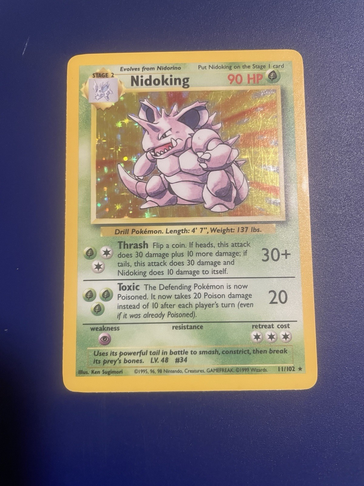 Pokémon Base Set Nidoking 11/102 Holo Rare Unlimited 1999 WOTC Lightly Played