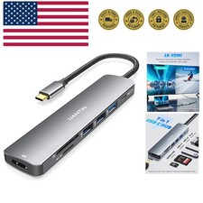 USB C Hub 7 in 1 Multiport Adapter with 4K HDMI Dongle, 100W PD, SD/TF Card R...