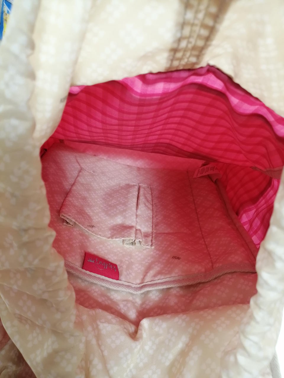 Checkered Backpack KIPLING Model Pink Slightly Fu… - image 11