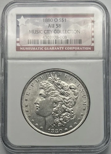 1880-O Silver Morgan Dollar AU 58 Music City Collection NGC Certified