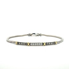 Lagos Caviar Sterling Silver 18k Yellow Gold & 0.18ctw Diamond Station Bracelet