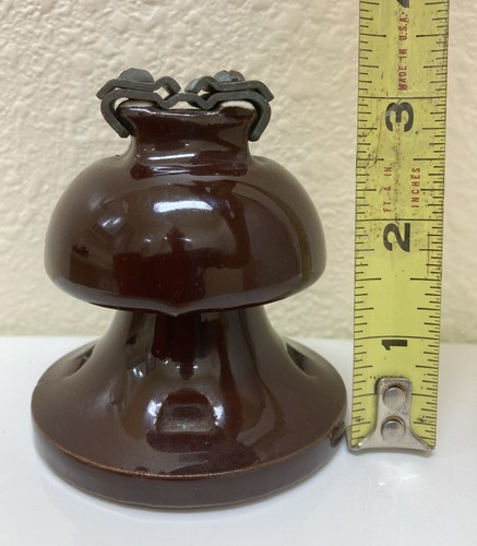 Vintage Porzellan Allzweck Strom Isolator braun Mini Pilz Form mit Top Klemme