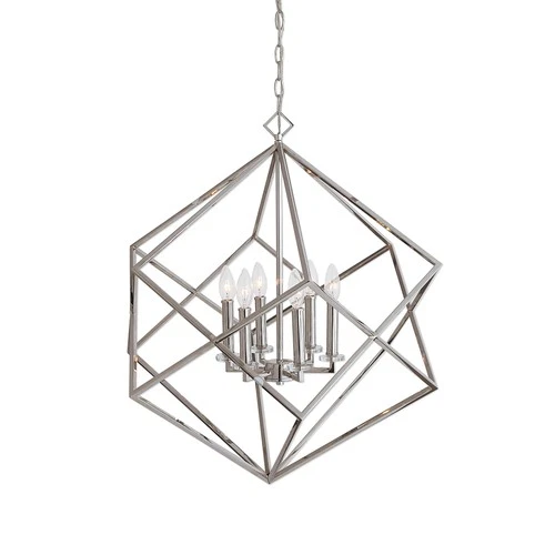 Uttermost 22122 Euclid 6 Light Nickel Cube Pendant - Picture 1 of 3
