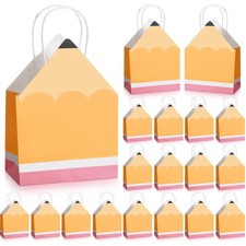 Small Back to School Gift Bags Pencil Shaped Teacher Bags Bulk with Handle Mi...