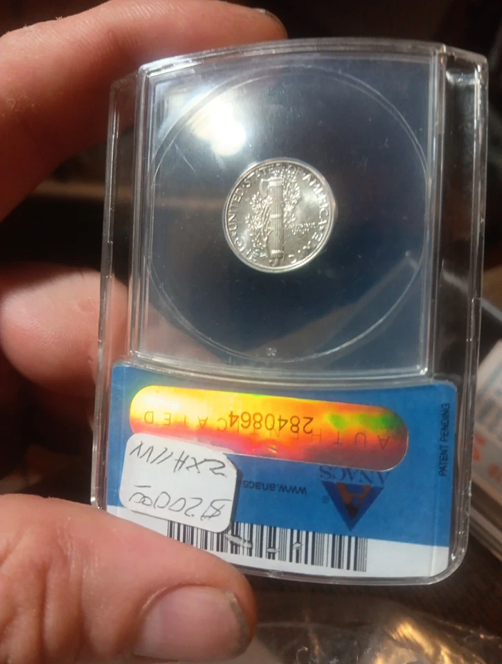 Mercury Dime 1942 ANACS PF-66. ¡MUY RARO! Foto 3 de 4