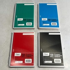 MEAD 4 PACK 150 Sheets 3 Subject College Ruled Notebook 9 1/2" x 5 1/2" 06900