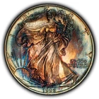 1992 1 oz Silver American Eagle - Rainbow Target Toning - BU - SKU-E3589