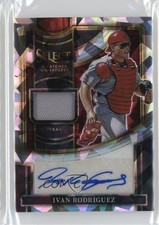 2023 Select Swatches Signatures Cracked Ice Prizm 2/23 Ivan Rodriguez Auto 05bt