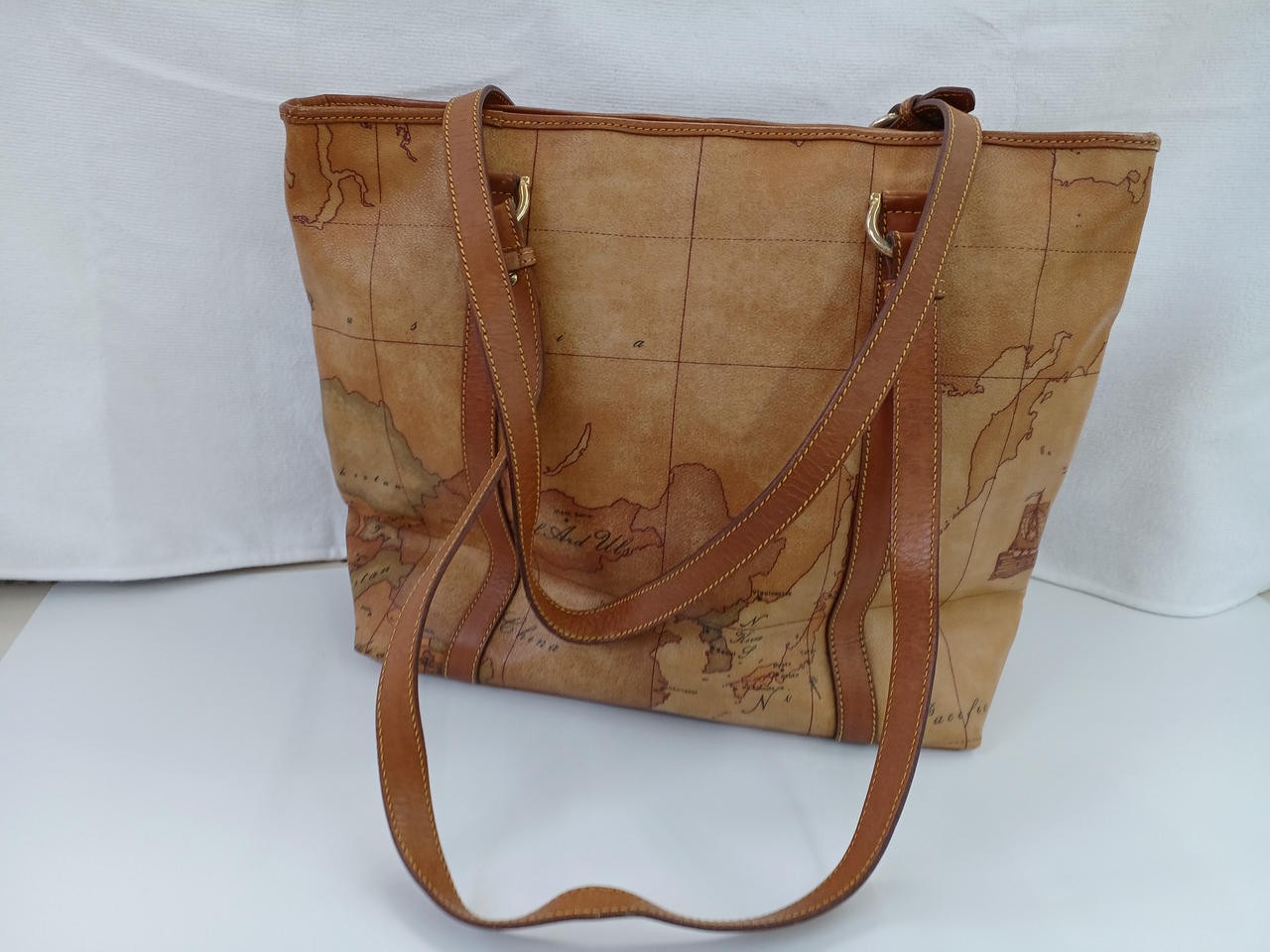 Shoulder Tote Bag BEG Model Map Pattern PRIMA CLA… - image 3