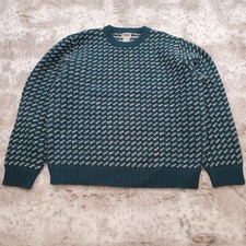 NEW LL Bean Men's XL Lambswool Ragg Crew Neck Sweater Deepest Green Birdseye