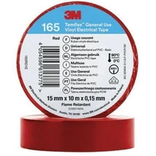 10x PVC Electrical Insulating Tape 15mm x 0.15mm x 10m Temflex™ 165, red, 3M