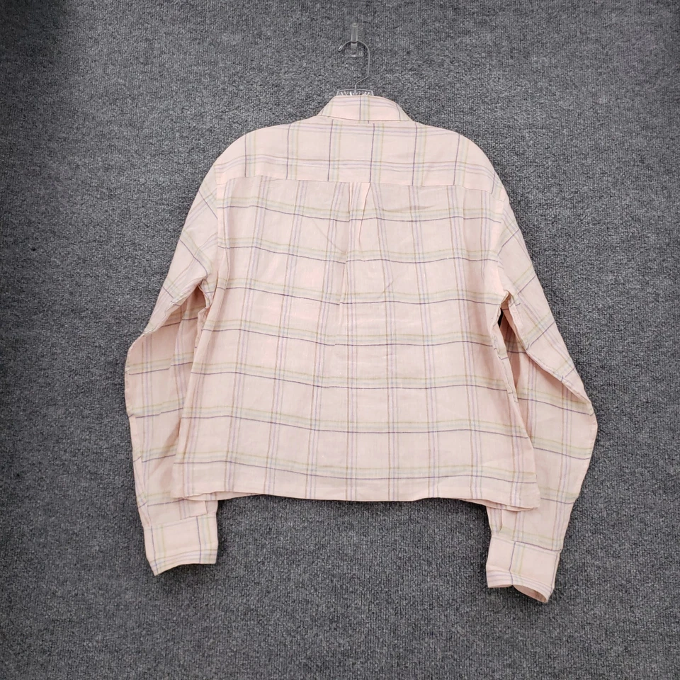 Robert Talbott Button Down Shirt Mens S Small Pink Long Sleeve Plaid Cropped - Image 2 of 4