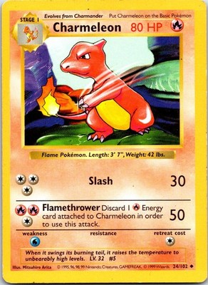 Base Set (Shadowless) Unlimited Charmeleon 024/102 Uncommon HP 