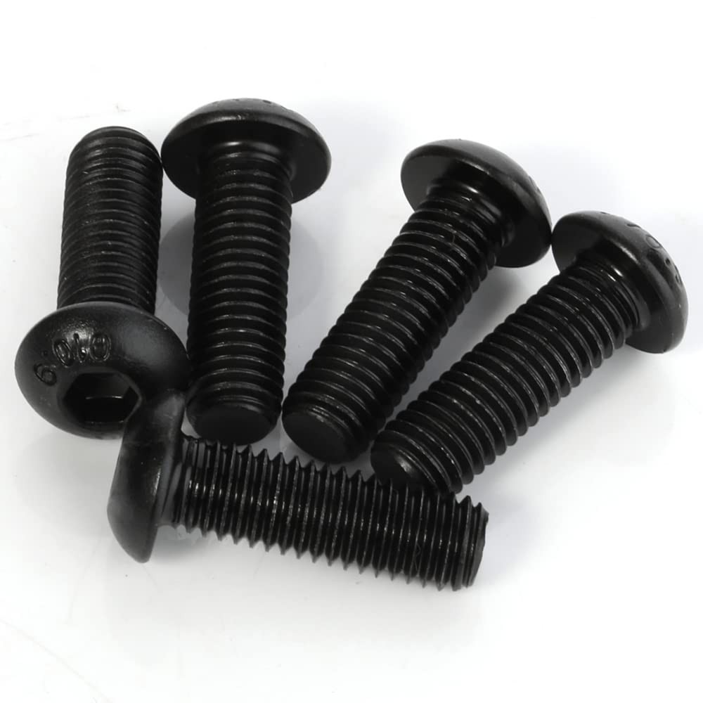 M6-1.0 x 16mm Button Head Hex Socket Cap Screws, 10.9 Grade Alloy Steel, Blac...