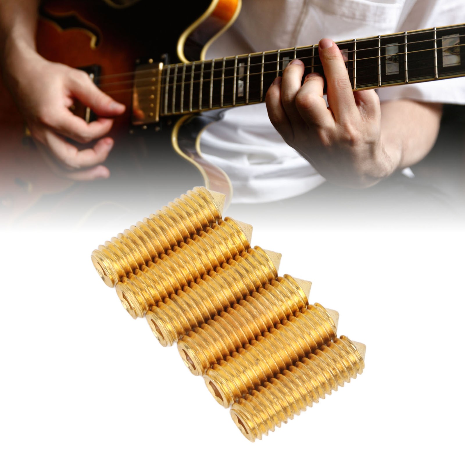 ✿ 6PCS Guitar Bridge Hex Screws Electric Guitar Bridge Saddle Height Adjustmen