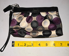 Coach Women s Polka Dot Wristlet Purple Black Gray Ivory Zip Wrist Strap