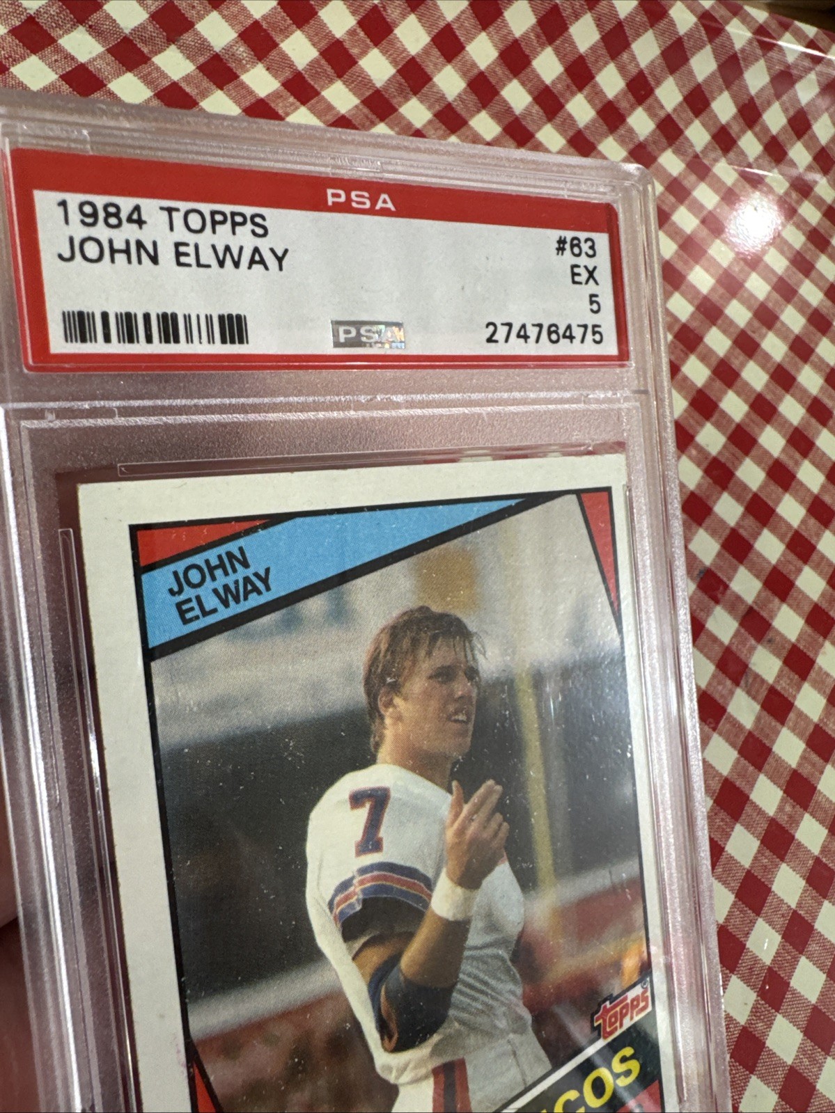 John Elway PSA 5 Rookie Vintage Topps Football Card 1984 NFL Denver Broncos RC view 6