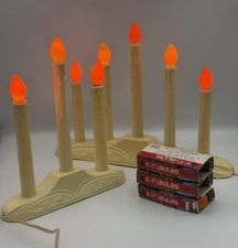 Vintage Pair Christmas Candolier Candelabra Drip Candles w/ 12 Color Bulbs