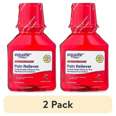 2PK - Extra Strength Pain Relief Acetaminophen Liquid Cherry Flavor 500 mg 8 oz