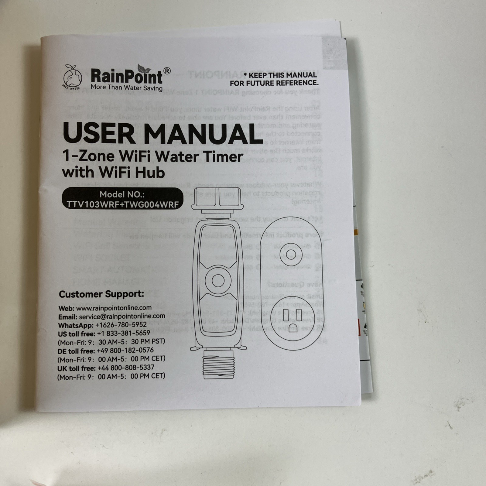 RAINPOINT WiFi Water Timer Smart Sprinkler w WiFi Hub Brass Inlet 1 Zone