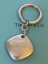 Tiffany & Co. T&CO. New York 1837 Square Sterling Silver .925 KeyChain KeyRing