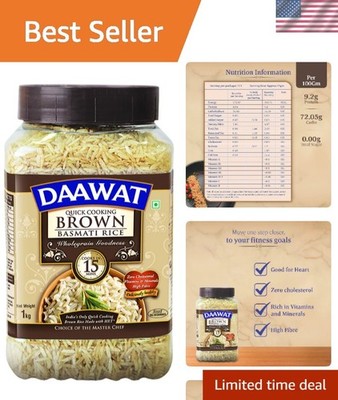 Nutrient-Rich Brown Basmati Rice, 1kg Jar   25-30 Servings of Flavorful Health