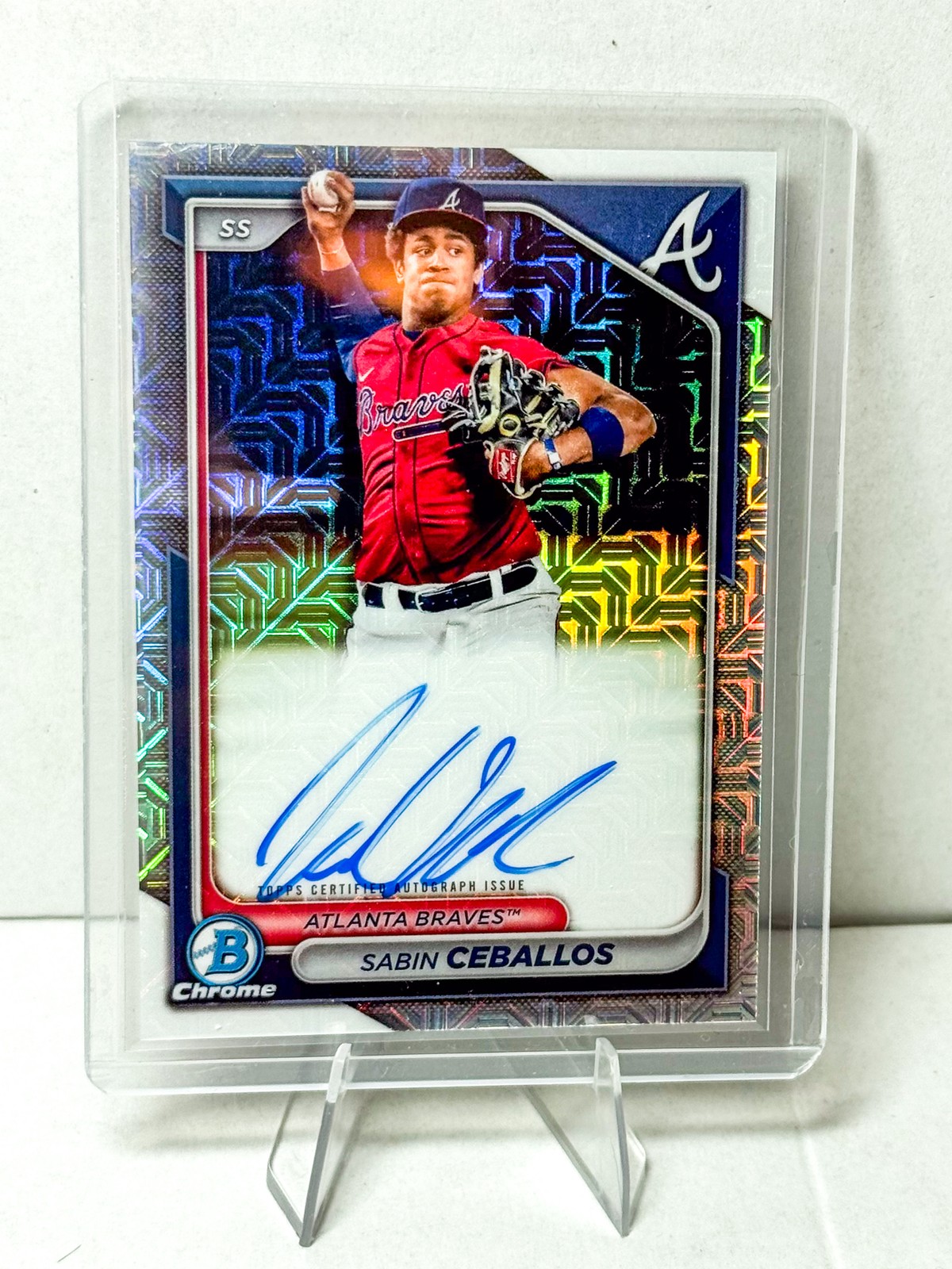 2024 Bowman Chrome SABIN CEBALLOS AUTO #BMA-SC Mojo Refractor view 1