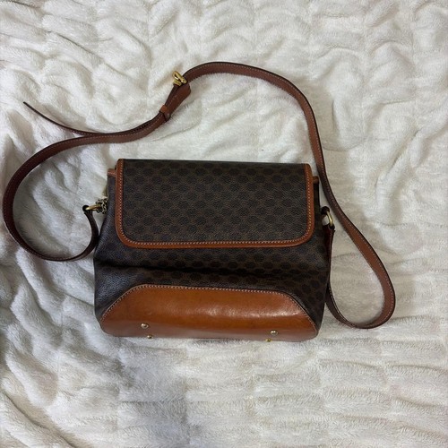 Celine Macadam Shoulder Bag Brown PVC Leather Classic Flap