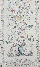 Hand Painted Chinoiserie Watercolor On Paper Panel 36” X 62” Floral Gracie Style