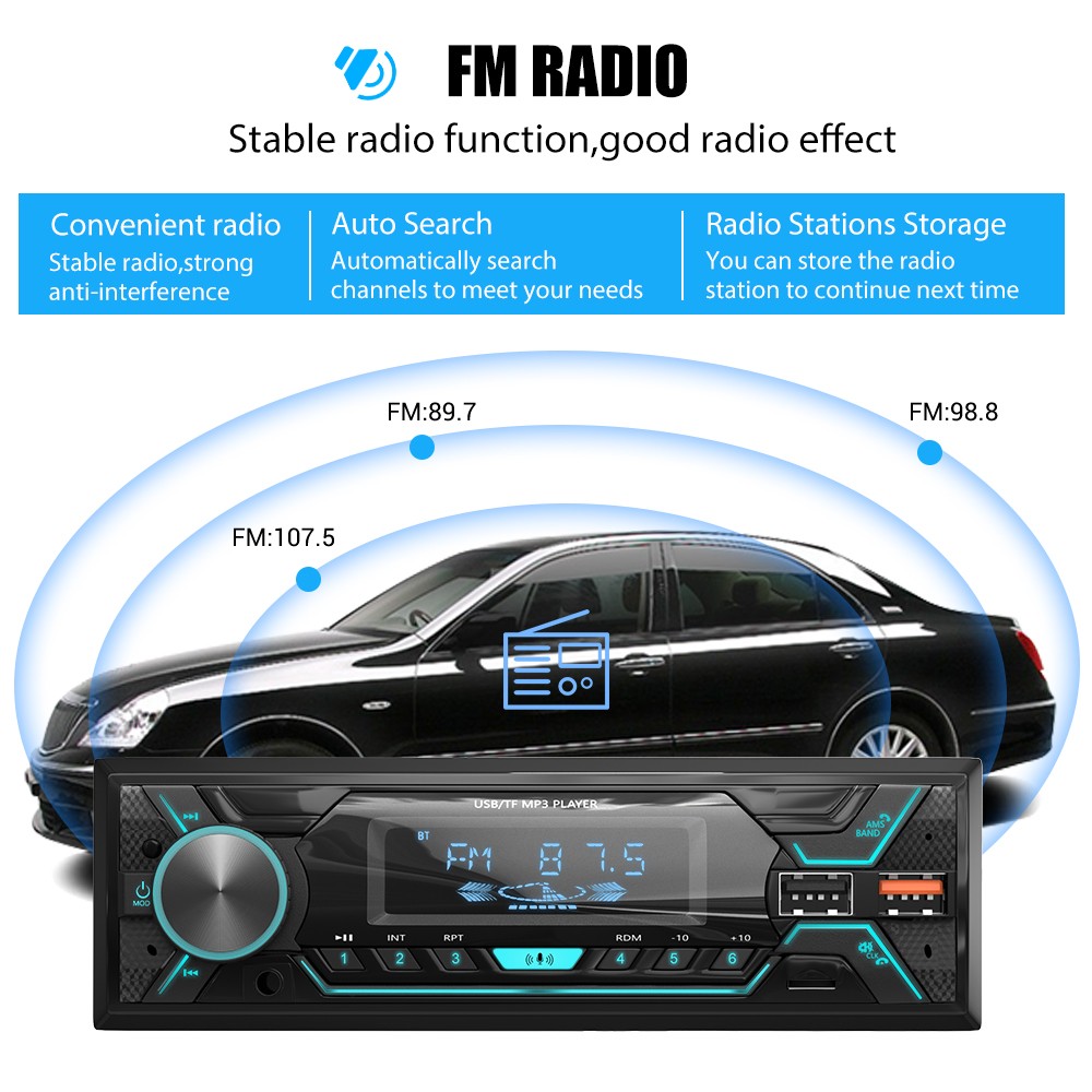 Single 1 Din Car Stereo Radio Bluetooth In-dash Head Unit FM/USB/AUX Player