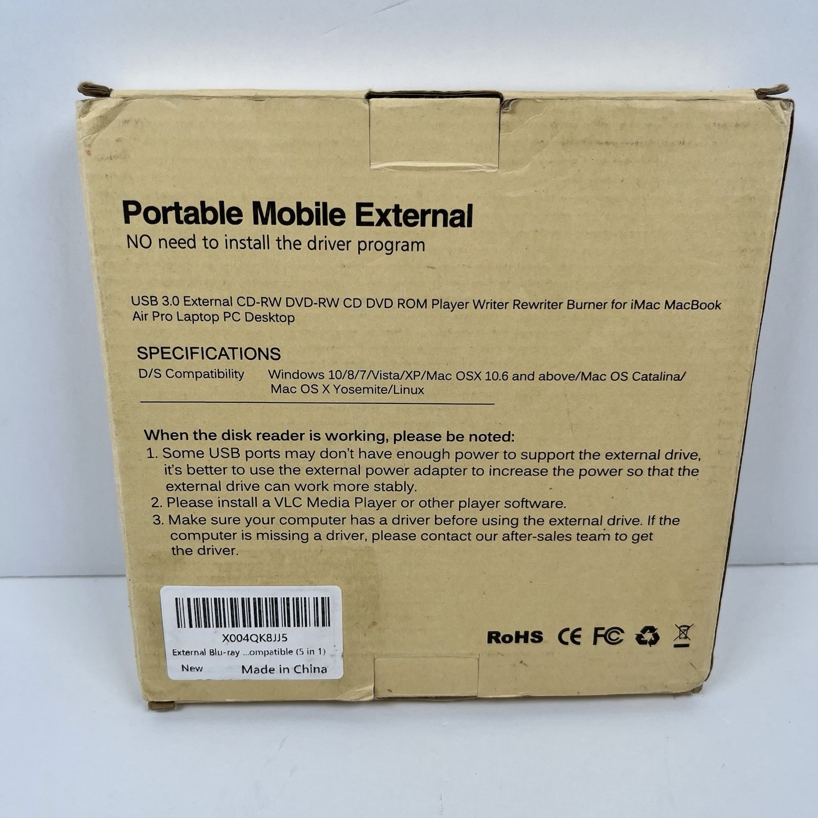 5-in-1 External Blu-ray Drive USB-C/USB 3.0 BD Reader DVD CD Burner Media Hub