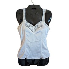 Vintage Bari Lace Trim Satin Camisole Top Women S Lingerie Slip Sheer Dainty USA