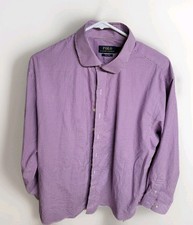 Polo Ralph Lauren Purple Easy Care Gingham Check Button Up Shirt L 17 34/35