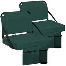 Besunbar 2-Pack Stadium Seats for Bleachers w/ Back Support, Cup Holder, Pockets