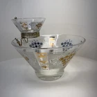 Vintage Anchor Hocking MCM 1960’s Golden Grapes Chip And Dip Bowl W/Bracket