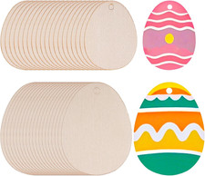 40 Pieces Wooden Easter Egg Cutouts Unfinished Wood Slices for Crafts and Easter