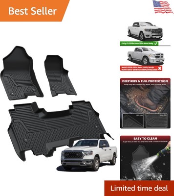 Floor Mats Thermoplastic Elastomer Custom Fit All Weather for Ram 1500 Quad Cab