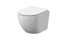 Toilet Wall Hung Pan White Round Rimless & Soft Close Seat Bathroom Ensuite 