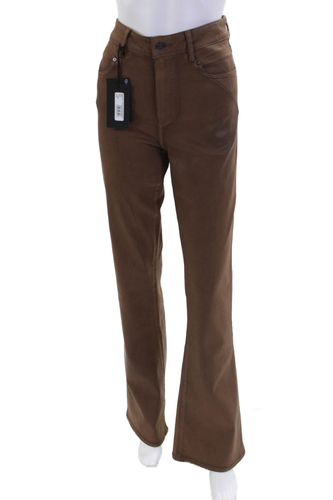 Paige Womens High Rise Lauren Canyon Seamed Pockets Flare Pants Cognac Size 29