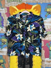 Vintage 90s Women's Floral Hawaiian Shirt Apostrophe Made In USA Multicolor M