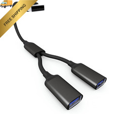 USB Splitter Cable 1 IN 2 OUT 1FT,USB 2.0 Male to Dual Female Extension Black