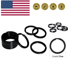 10 Pieces of 1-inch Flat Key Rings - Metal Keychain Rings, Split Keyrings, Fl...