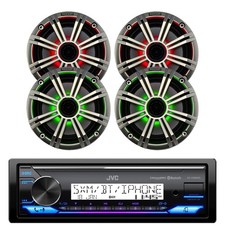 JVC KDX38MBS Marine Bluetooth Stereo Receiver, 4 x 6.5" LED Silver Speakers