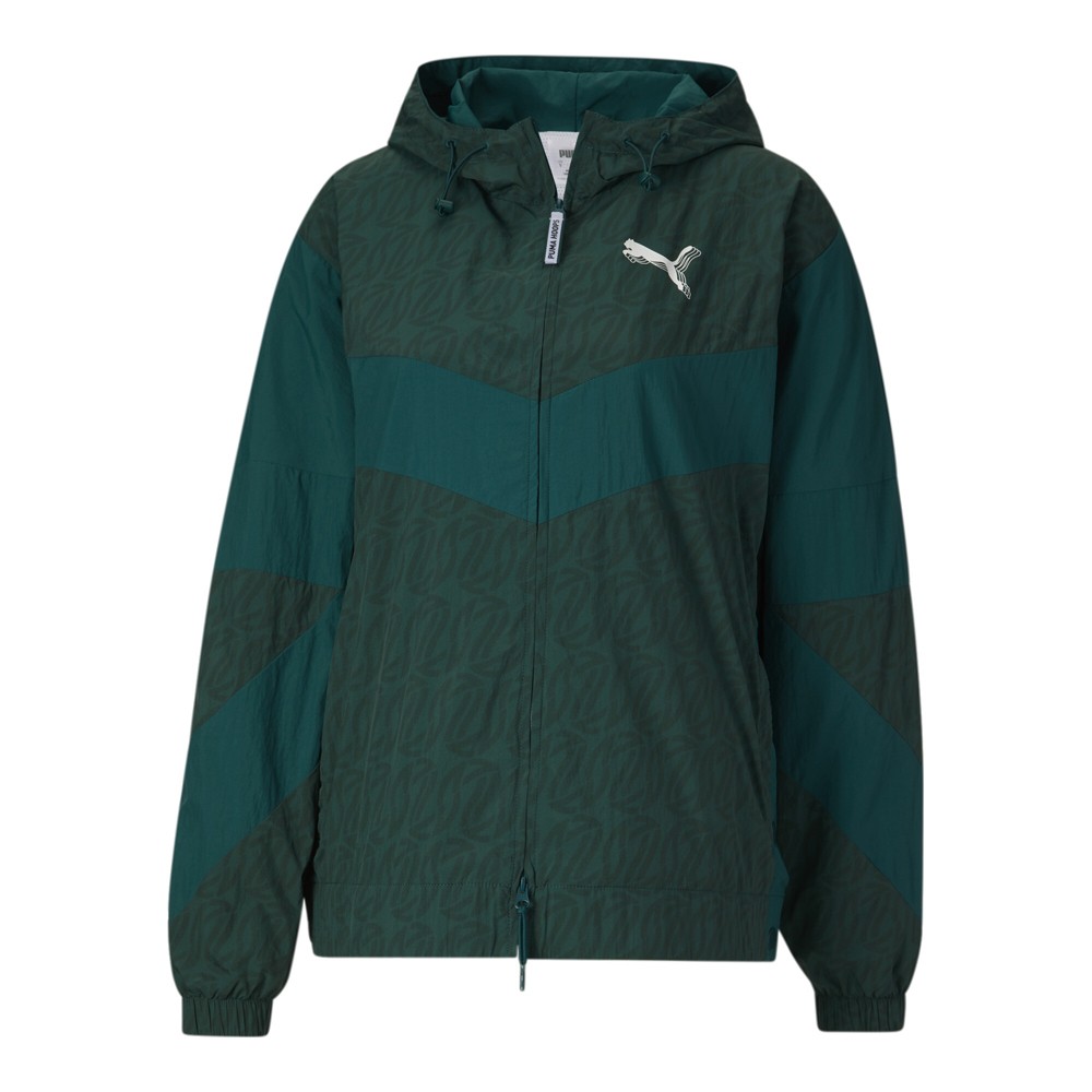 PUMA Storm Watch Packable Full Zip Jacket Womens Green Casual Athletic Outerwear