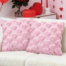 Valentines Day Decoration Pillow Covers - 18x18 inch 18" x 18" Pack of 2 Pink