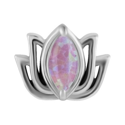 Steckverschluss - Lotusblume mit violettem Opal - CoCr NF - Silber - PI-003